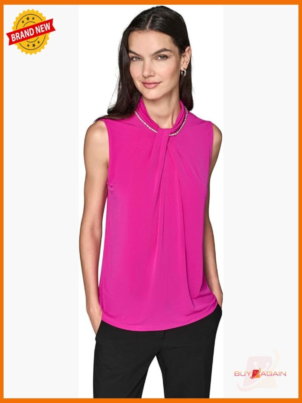 Sleeveless Novelty Blouse Regular Fit Polyester Spandex Button Down